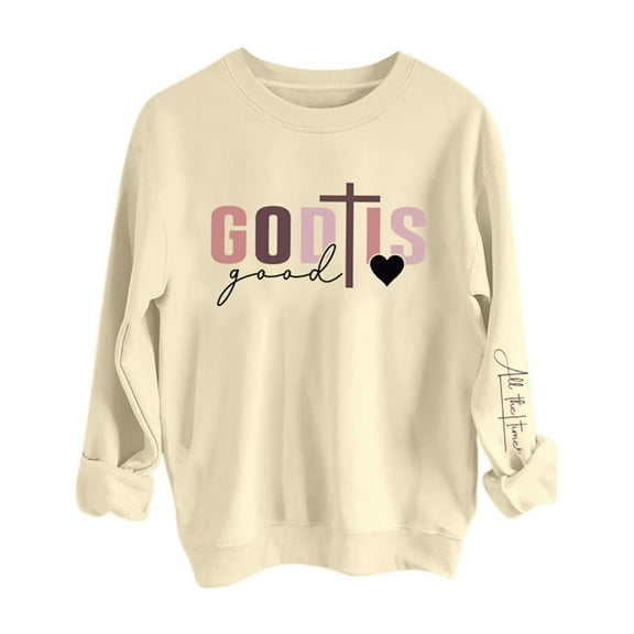 Cnbwig Hoodies for Women Fall Cute Jacket Floral Loose Letter Printed Crew Neck Sweatshirt Long Sleeve Pullover Drop Shoulder Loose Top Casual Womens' Sweatshirts Jacket A6-Beige S