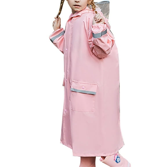 Cnbwig Kids Rain Jacket Toddler Kids Solid Color Boys Long Raincoat Lightweight Hooded Rain Wear for Outdoor Daily Use Rain Gear Children Rain Poncho Waterproof Outdoor Rainwear C Pink 6-8 T
