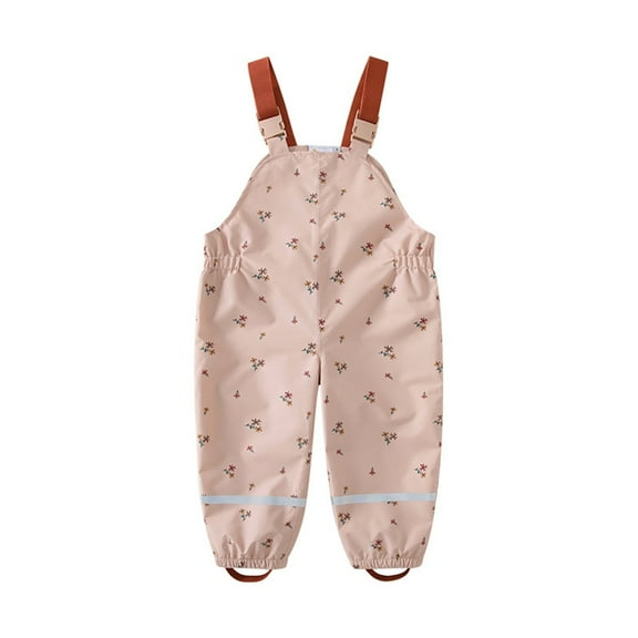 Cnbwig Kids Raincoat for Boys and Girls Jumpsuit Floral Printed Raincoat Suspenders Lightweight Waterproof for Daily Use Outdoor Play and Rainy Season Children's Raincoat Boys Jacket A Pink 6-7 T