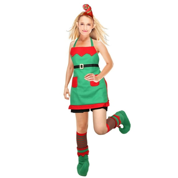 Cnbwig Ladies Christmas Decorations Christmas Costumes Kitchen Apron Family Party Xmas Dress Performance Clothes for Womens Outfit Z1-Red One Size