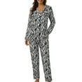 thumbnail image 1 of Cnbwig Lounge Set Womens 2 Piece Outfits Lapel Button Floral Printed Long Sleeve Shirts with Elastic Waist Tapered Long Trousers Loose Suit Tops and Pants Sets Basic Outfits O-Black M, 1 of 8