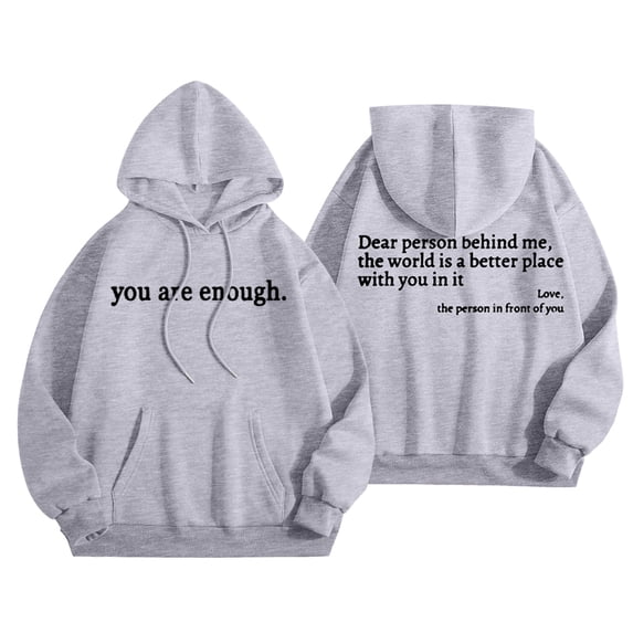 Cnbwig Oversized Hoodies for Women Word Graphic Letter Hoodies Vintage Trendy Sweatshirts Preppy Drop Shoulder Long Sleeve Tops Sweatshirts for Fall and Winter Grey XXL