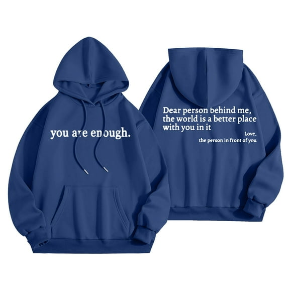 Cnbwig Oversized Hoodies for Women Word Graphic Letter Hoodies Vintage Trendy Sweatshirts Preppy Drop Shoulder Long Sleeve Tops Sweatshirts for Fall and Winter Navy L