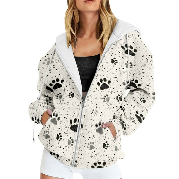 Cnbwig Oversized Sweatshirts for Women Zip Up Drop Shoulder Hooded with Print Loose Sweatshirt with Pocket Outdoor Women's Pullover Jacket for Fall Light Gray L