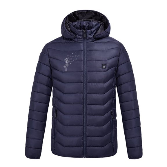 Cnbwig Parkas for Womens Fashion Shirts Smart Heating Padded Jacket with Usb Heating Long Sleeves One Control Solid Color Padded Warm Winter Jacket Ladies Winter Parkas F-Dark Blue 3XL