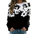 thumbnail image 1 of Cnbwig Pullover Sweatshirt for Women Casual Floral Print Long Sleeve Hoodless Crew Neck Drop Shoulder Sweatshirt Loose Tops Fall Tops Lightweight Sweatshirts A1-Black XXL, 1 of 3