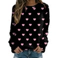 thumbnail image 1 of Cnbwig Pullover Sweatshirt for Women Valentine's Day Heart Print Long Sleeved Sweatshirt Crew Neck Loose Hoodless Blouse Fall Tops Lightweight Sweatshirts A7-Pink S, 1 of 4
