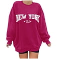 thumbnail image 1 of Cnbwig Pullover Sweatshirts Tops Womens Letter Print Sweatshirt Crewneck Long Sleeve Drop Shoulder Loose Fit Casual Sweatshirt Hooded Sweatshirts Ladies Tops A13-Hot Pink L, 1 of 4