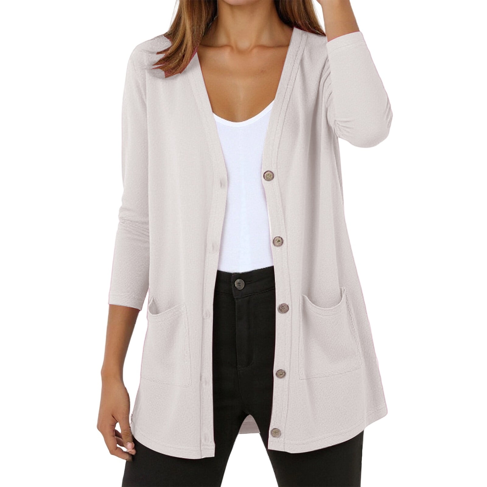 Cnbwig Quilted Jackets for Women Plus Size Knit Cardigan Long Sleeve ...