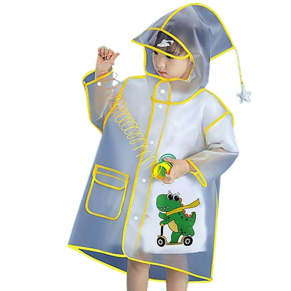 Cnbwig Rain Jacket Toddler Kids Coat Spring Summer and Autumn Boys' and Girls' Color Buttoned Thick Poncho Raincoats Rain Ponchos Waterproof Outdoor Rainwear A Clear1 6-8 T