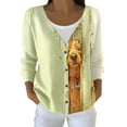 thumbnail image 1 of Cnbwig Sweater Dresses for Women 2025 Elegant Long Sleeve Knit Cardigan Button Down Sweater Floral Knitted Coat Loose V Neck Jacket Shirts for Ladies Hoodies D-Light Green S, 1 of 5