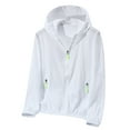 thumbnail image 1 of Cnbwig Sweater for Womens Fall Cardigan Windproof Breathable Large Size Coat Outdoor Sunscreen Shirt Solid Color Hoodies Zipper Jacket Cardigan Sweater Casual Cover Ups C-White 3XL, 1 of 3
