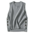 thumbnail image 1 of Cnbwig Sweaters for Women Trendy Loose Slouchy Style Sleeveless Top Sweater Vest Solid Color with Side Button Slit Pullover Outwear Trendy Sweatshirts A-Grey M, 1 of 6
