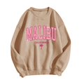thumbnail image 1 of Cnbwig Sweatshirts for Women Loose Tops "Mslibu" Letter Printed Long Sleeve Unisex Crew Neck Sweatshirt Loose Pullover Hoodless Hoodies 2025 Fall Fashion Outfits Clothes A11-Khaki XL, 1 of 3