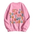 thumbnail image 1 of Cnbwig Sweatshirts for Women Loose Tops Sweatshirt Oversized Hoodless Colorful Letter Printed Crewneck Long Sleeve Pullover Hoodies 2025 Fall Fashion Outfits Clothes A1-Pink L, 1 of 3