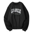 thumbnail image 1 of Cnbwig Sweatshirts for Women Trendy Tops Letter Printed Crew Neck Hoodless Long Sleeve Drop Shoulder Pullover Loose Sweatshirt Ladies Sweater Jacket A-Black L, 1 of 6