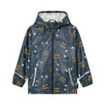 thumbnail image 1 of Cnbwig Toddler Rain Jacket Girls Raincoat Floral Printed Zipper Tops Boys Children Kindergarten Primary School Raincoats Rain Jacket Children's Raincoat Boys Jacket A Navy 5-6 T, 1 of 8