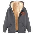 thumbnail image 1 of Cnbwig Trench Coat Women's Jacket Heavyweight Hooded Jacket Winter Warm Lined Zipper Thick Coat Outdoor Cold Weather Coats Casual Outwear Coats D-Grey L, 1 of 4