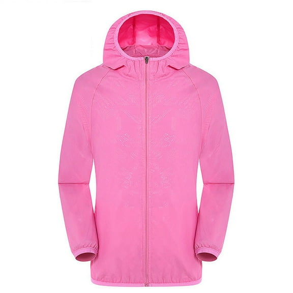 Cnbwig Winter Coats for Women Waterproof Solid Color Jackets Zipper Windproof -Light Rainproof Slim Windbreaker Top with Pocket Outwear Shacket Jacket Outerwear A-Pink M