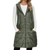 Cnbwig Winter Down Vest for Womens Warm Quilted Sleeveless Solid Hooded Fleece Jacket Padded Coat For Cold Weather Outdoor Activities Army Green M