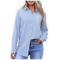 thumbnail image 1 of Cnbwig Winter Jackets for Women Long Sleeve Plaid Shirt Lightweight Button Down Loose Business Lapel Blouses Vintage Tops Fashion Jackets and Coats A-BU2 S, 1 of 7