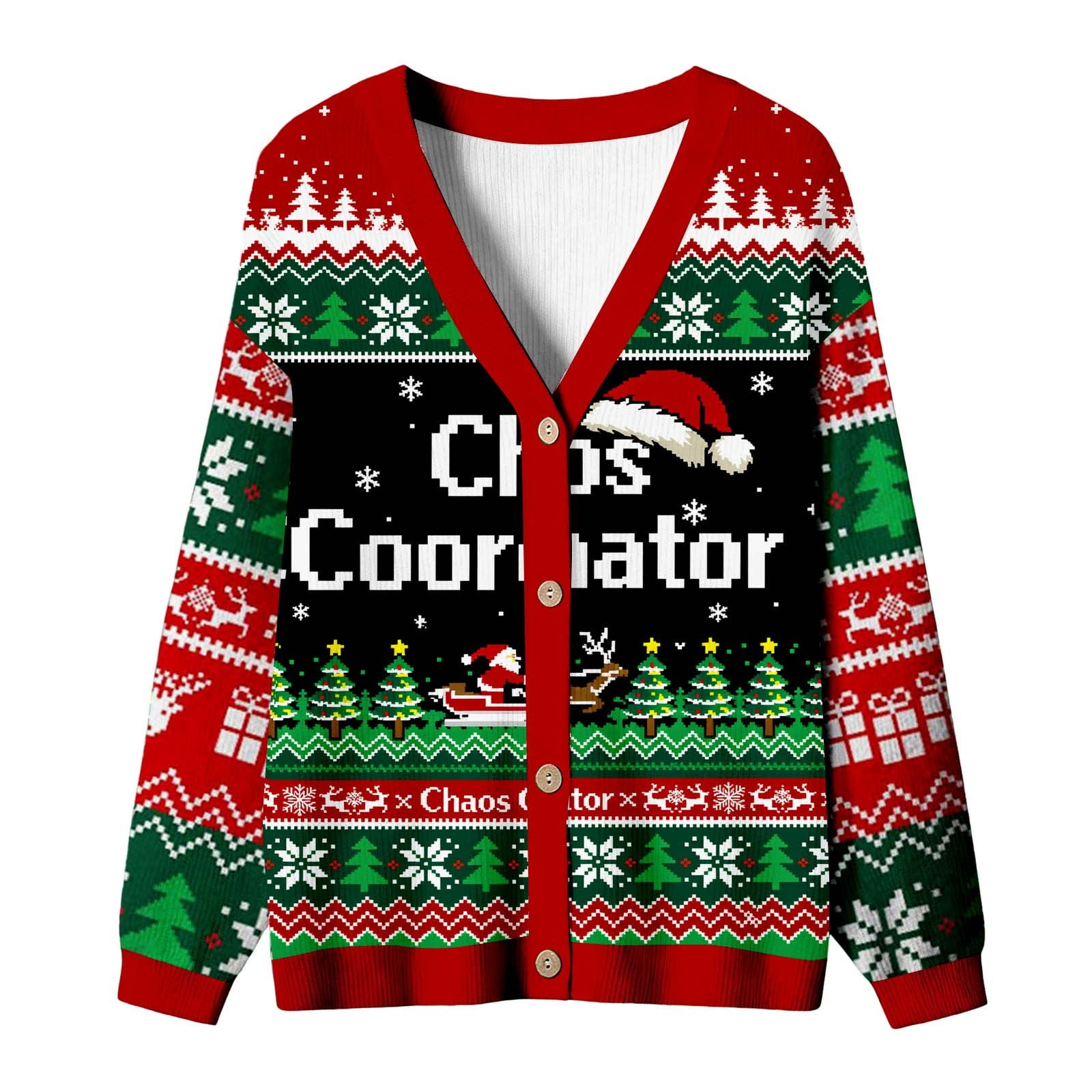 Cnbwig Women's Christmas Cardigan Knitted Letter Christmas Tree Printed ...