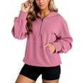 thumbnail image 1 of Cnbwig Women's Graphic Hoodies Half Zipper Solid Color Hoodie Long Sleeve Pullover Streetwear Sweatshirt with Pocket for Daily Wear Oversized Sweatshirt Casual Hoodies Purple XL, 1 of 7
