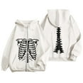thumbnail image 1 of Cnbwig Women's Hoodies & Sweatshirts Zip Up Hoodie Oversized Streetwear Skeleton Graphic Printed Pullover Soft Jacket Athletic Trendy Hoodies Fall Coat White L, 1 of 4