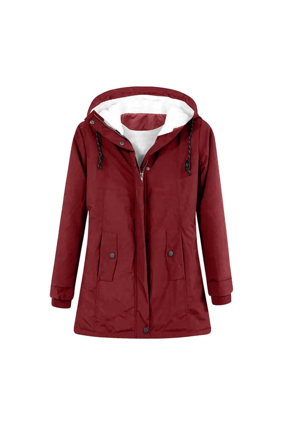 Women's Winter Puffer Coat Solid Windproof Thicken Parka Coat Lined Warm Winter Jacket Loose Outwear for Womens Z2-Red XXXL