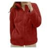 thumbnail image 1 of Cnbwig Womens Fleece Jackets Winter Full Zip Up Warm Furry Coats Solid Color Soft Comfy Jacket Long Sleeve Mock Neck Fuzzy Coat Brick Red L, 1 of 4