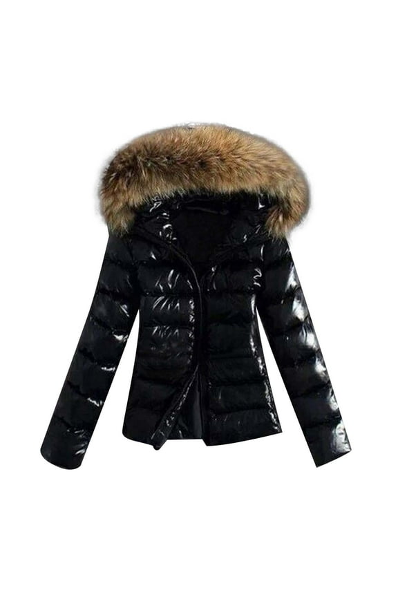 Womens Lightweight Puffer Jacket, Winter Coats for Women Warm Quilted Bubble Padded Hood Coat with Collar Z3-Black S