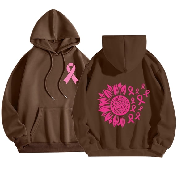 Cnbwig Womens Pullover Hoodies Graphic Letter Printed Hooded Drop Shoulder Loose Sweatshirt for Fall and Winter Season Womens Trendy Sweatshirt Brown M