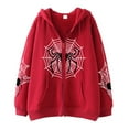 thumbnail image 1 of Cnbwig Womens Sweatshirt Spider Print Zip Up Hoodie Retro Y2K Drop Shoulder Streetwear Sweatshirt with Hood Daily Jacket Hoodies Shirts Fashion Sweatshirts A-Red XXXL, 1 of 2
