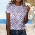 thumbnail image 1 of Cnbwig Womens Tops Casual Short Sleeve T Shirt with Allover Scale Print Round Neck Tee Soft Breathable Daily Wear Top, 1 of 4