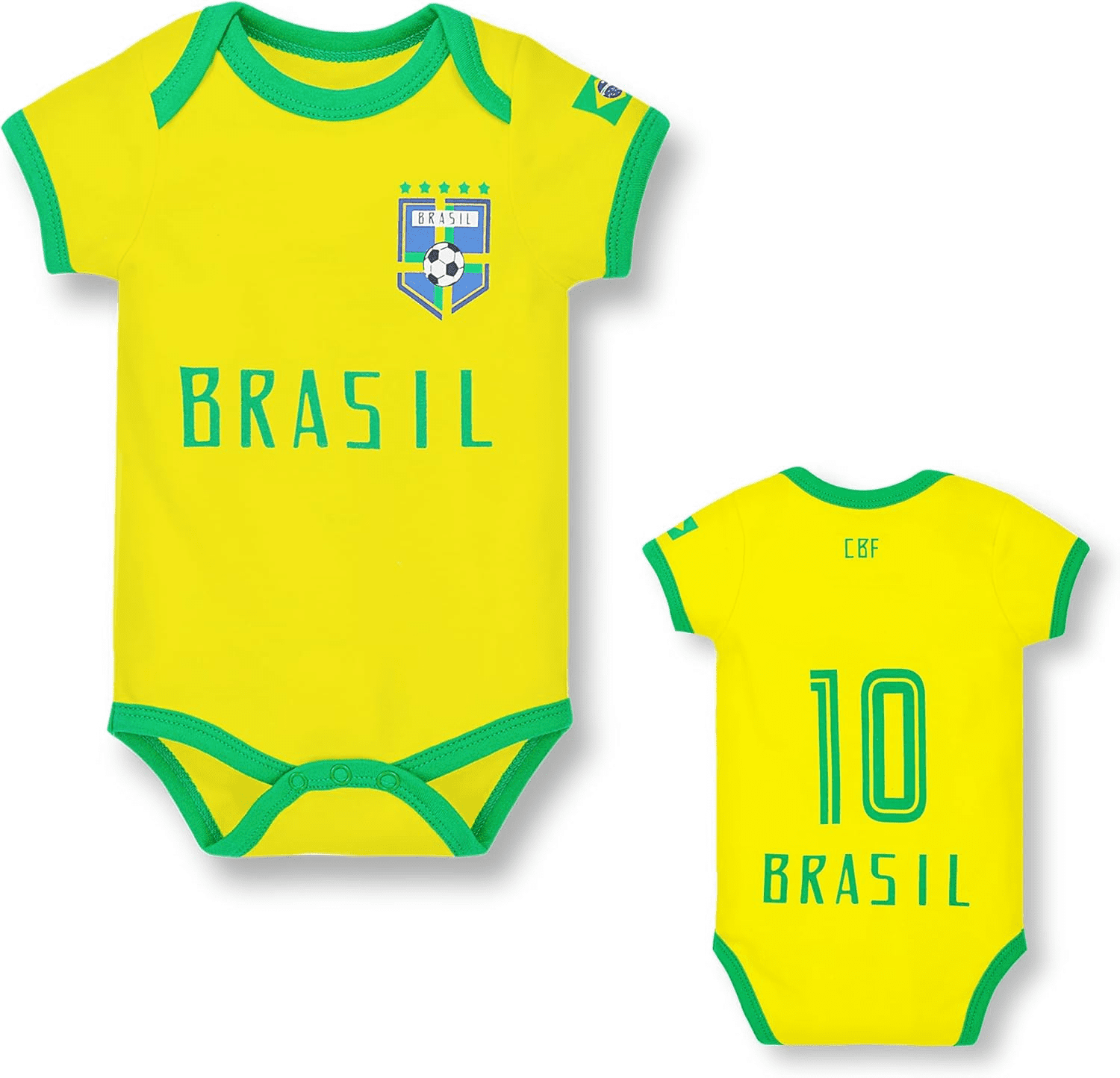 Cnins Infant Brazil Soccer Jersey Bodysuit for Boy Girl Baby Onesie Unisex (18-24 months)