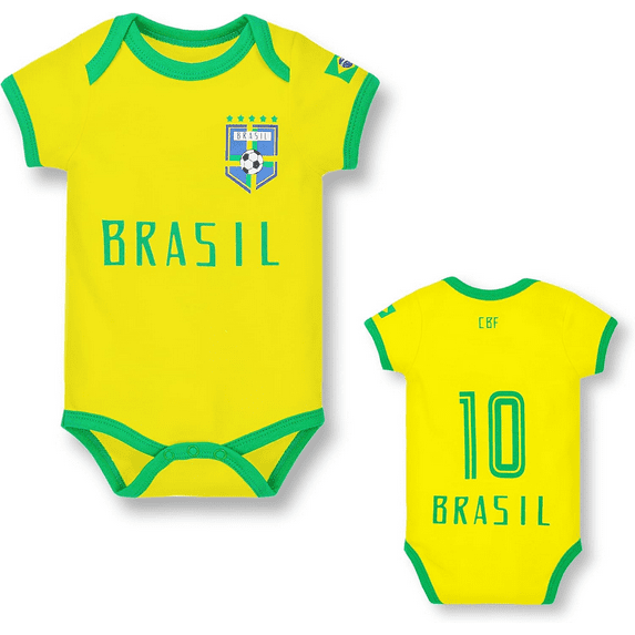 Cnins Infant Brazil Soccer Jersey Bodysuit for Boy Girl Baby Onesie Unisex (18-24 months)