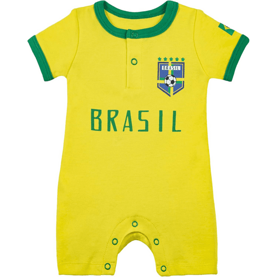 Cnins Infant Brazil Soccer Jersey Romper for Boy Girl Baby Onesie Unisex (12-18 months)