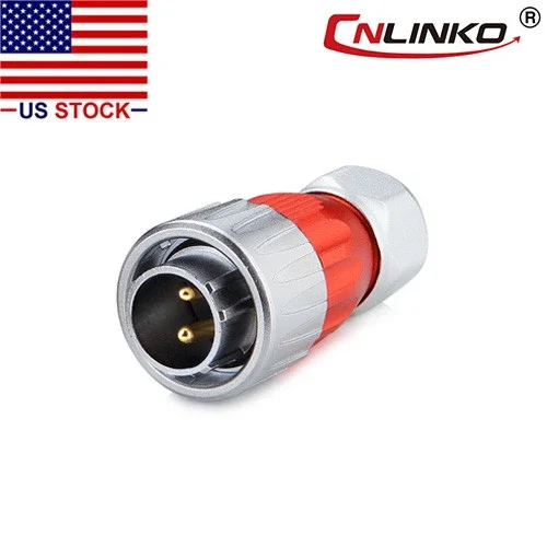 Cnlinko 2 Pin Power Circular Connector Male Plug Waterproof Outdoor Ip67 Metal