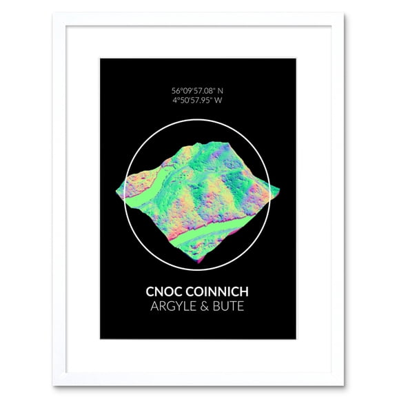 Cnoc Coinnich Mountain Topography Argyll & Bute Scotland Framed Art Print