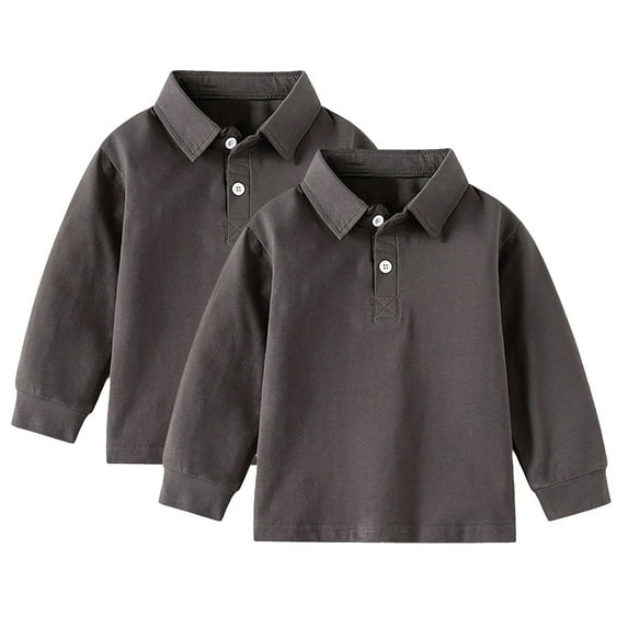 Cnuiaeg 2-Pack Boys School Uniform Polo Solid Color Tops (Little Boys & Big Boys),Color Grey,Size 12-18 Months