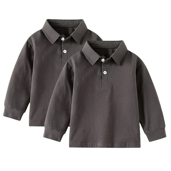 Cnuiaeg 2-Pack Boys School Uniform Polo Solid Color Tops (Little Boys & Big Boys),Color Grey,Size 2-3 Years