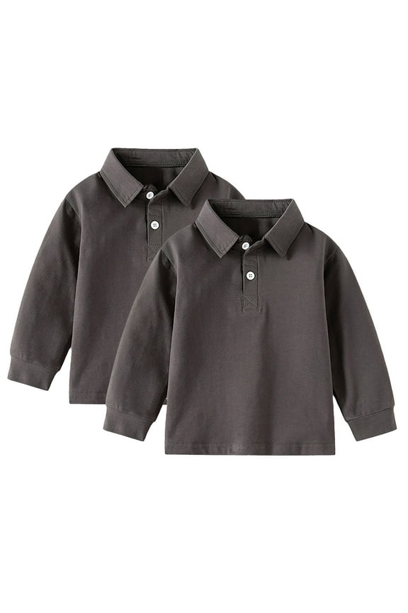 Cnuiaeg 2-Pack Boys School Uniform Polo Solid Color Tops (Little Boys & Big Boys),Color Grey,Size 2-3 Years