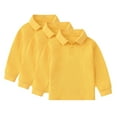 thumbnail image 1 of Cnuiaeg 3 Pack: Boy's Long Sleeve Polo Shirt - School Uniform Active Performance Golf,Color Yellow,Size 12-24 Months, 1 of 5