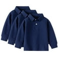 thumbnail image 1 of Cnuiaeg 3 Pack Boys&Girls Athletic Polo Long Sleeve Youth Performance Activewear Golf Shirt for Kids,Color Navy,Size 18-24 Months, 1 of 7