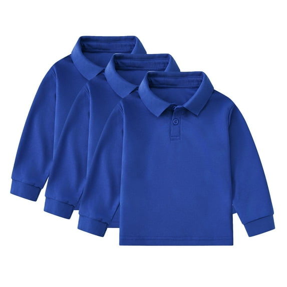 Cnuiaeg 3-Pack Boys School Uniform Polo Solid Color Tops (Little Boys & Big Boys),Color Dark Blue,Size 4-5 Years