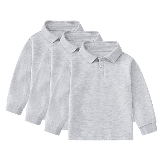 Cnuiaeg 3-Pack Boys School Uniform Polo Solid Color Tops (Little Boys & Big Boys),Color Grey,Size 11-12 Years