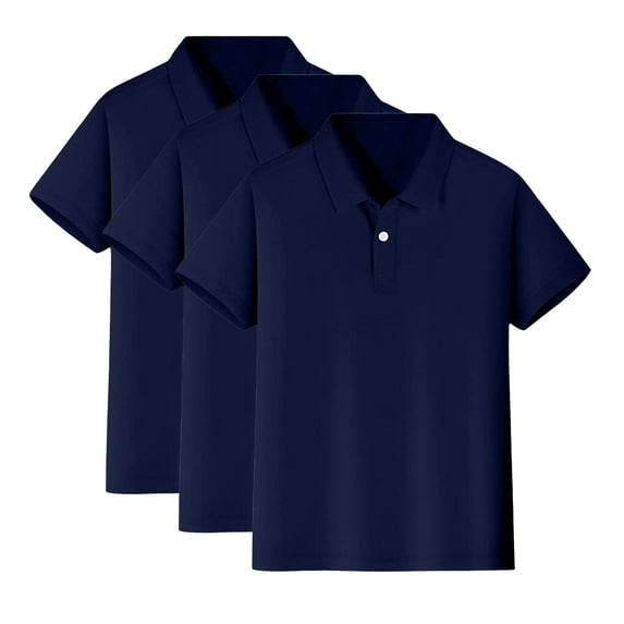 Cnuiaeg 3-Pack Classic Solid Color Polo Shirt for Kids