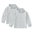 thumbnail image 1 of Cnuiaeg Boys&Girls 2-Piece Solid Polo Shirt Bundle - Soft Cotton Blend Spring Long Sleeve Tees,Color Grey,Size 11-12 Years, 1 of 4