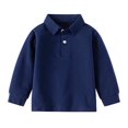 thumbnail image 1 of Cnuiaeg Boys Polo Shirts Kids School Uniform Shirts Long Sleeve Girls Collared Shirts,Color Navy,Size 2-3 Years, 1 of 8