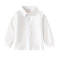 thumbnail image 1 of Cnuiaeg Boys Polo Shirts Kids School Uniform Shirts Long Sleeve Girls Collared Shirts,Color White,Size 3-4 Years, 1 of 3